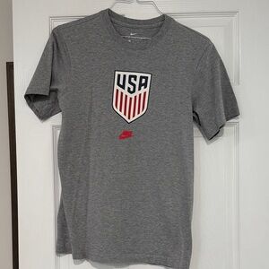 Nike Gray USA Shield Short Sleeve Tee with Red & Navy Accents